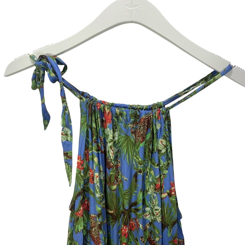 Culture Halter  dress midi length floral and animal print  size medium